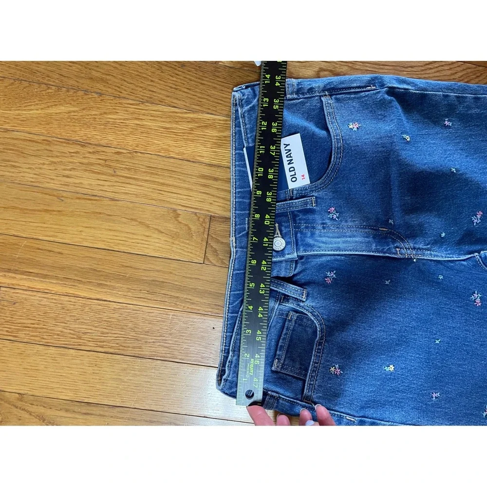 Old Navy‎ Girls High-Rise Flare Embroidered Floral Denim Jeans Blue Size 14 NWT